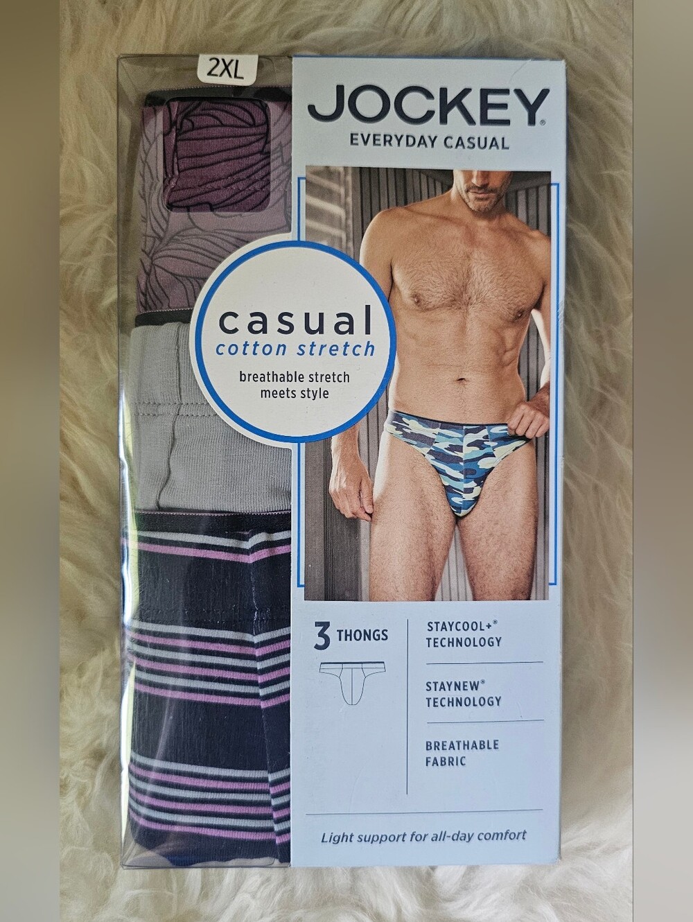 Jockey Men's True Style Thongs 3 Pack - Size 2XL - NIB